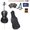 Cecilio CCO-Black Student Cello Instrument with Soft Padded Case,Tuner, Music Book, Cello Stand, Bow