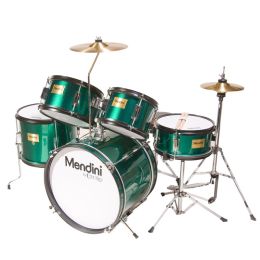 Mendini by Cecilio MJDS-5-GN - Jr Drum Set with Cymbals - 16 inches 5-Piece - Green Metallic