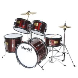 Mendini by Cecilio MJDS-5-WR - Jr Drum Set with Cymbals - 16 inches 5-Piece - Wine Red Metallic