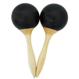 Cecilio KP_WM9-BK Wooden Maracas - 9 Inches Black Painted Head