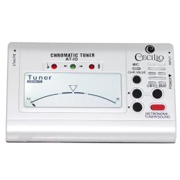 Cecilio TM_AT-10 Chromatic Tuner with Metronome Silver Finish