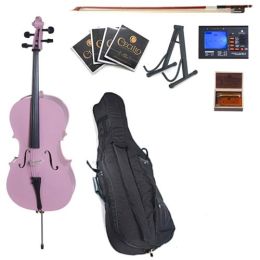 Cecilio CCO-Pink Student Cello Instrument with Soft Padded Case,Tuner, Music, Cello Stand, Bow