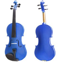 Cecilio CVN-Blue Metallic Blue Finish, Ebony Fitted, Inlaid Purfling, Solid Maple Wood Violin Instrument