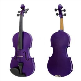 Cecilio CVN-Purple Metallic Purple Finish, Ebony Fitted, Inlaid Purfling Solid Maple Wood Violin Instrument