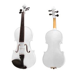 Cecilio CVN-White Metallic Finish Ebony Fitted Inlaid Purfling Solid Wood Violin Instrument